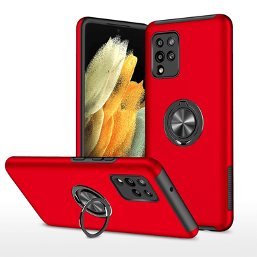 Samsung Galaxy A42 5G Compatible Case Cover With Shockproof And Magnetic Ring Holder - Red